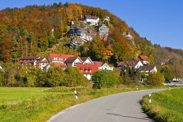 The village of Veilbronn in autumn in the Franconian Switzerland, Franconia
