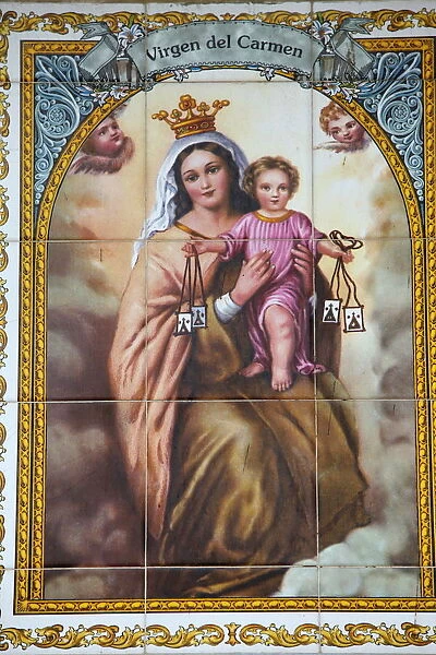 Virgen del Carmen tilework, Malaga, Andalucia, Spain, Europe