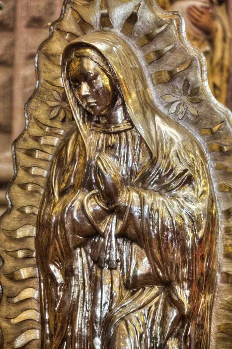 Framed Print : Virgin of Guadalupe Statue, largest in the World, six feet tall, solid silver, 380 lbs, Church of Santa Prisca de Taxco, founded 1751, UNESCO World Heritage Site, Taxco, Guerrero, Mexico, North America Framed Print : Virgin of Guadalupe Statue, largest in the World, six feet tall, solid silver, 380 lbs, Church of Santa Prisca de Taxco, founded 1751, UNESCO World Heritage Site, Taxco, Guerrero, Mexico, North America
