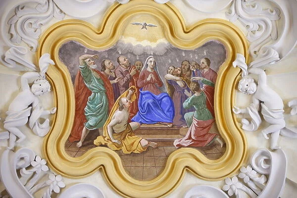 Virgin and Holy Ghost in Saint-Nicolas de Veroce church, Haute Savoie, France, Europe