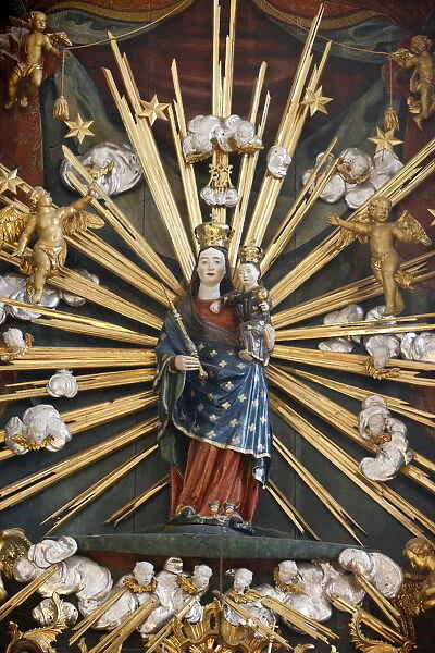 Virgin Mary on Baroque Altar, Mauer bei Melk church, Mauer bei Melk, Lower Austria
