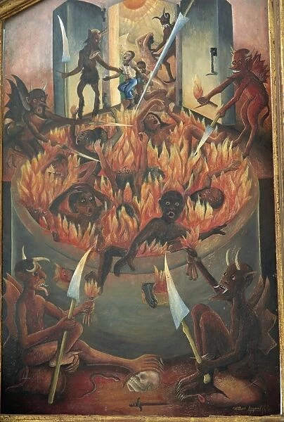 Vision of hell, tryptych panel painted by Wilson Bigaud in 1957, Port au Prince