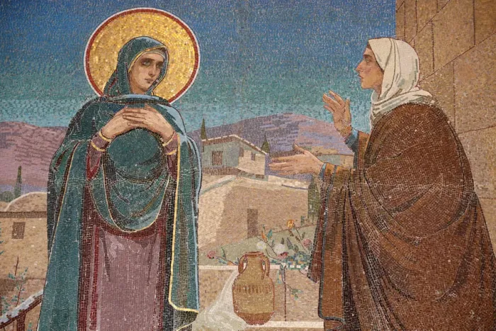 Framed Print : The Visitation, Mary visits her relative Elizabeth, Church of the Saviour on Spilled Framed Print : The Visitation, Mary visits her relative Elizabeth, Church of the Saviour on Spilled