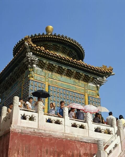 Visitors on the White Dagoba in Beihai Park in Beijing, China, Asia