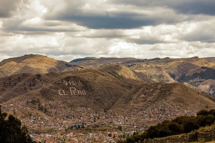 Framed Print : Viva el Peru on foothills in Cusco Framed Print : Viva el Peru on foothills in Cusco