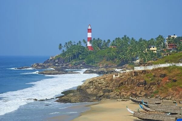 Vizhinjam, fishing harbour near Kovalam and Kovalam lighthouse, Kerala, India, Asia