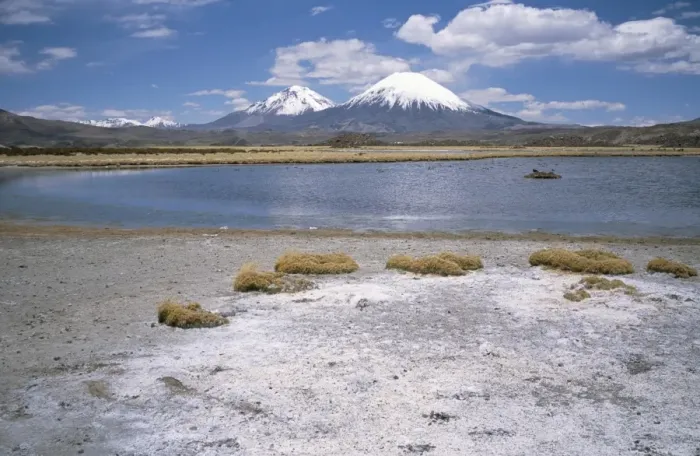 Framed Print : Volcan Parinacota (6330m) on right, Volcan Pomerape (6240m) on left, volcanoes in the Lauca National Park, Andes mountains, Chile Framed Print : Volcan Parinacota (6330m) on right, Volcan Pomerape (6240m) on left, volcanoes in the Lauca National Park, Andes mountains, Chile