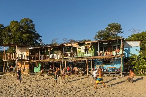 Volley ball and hostel at this lively surf vibe beach north of San Juan del Sur, Playa Maderas, San Juan del Sur, Rivas, Nicaragua, Central America
