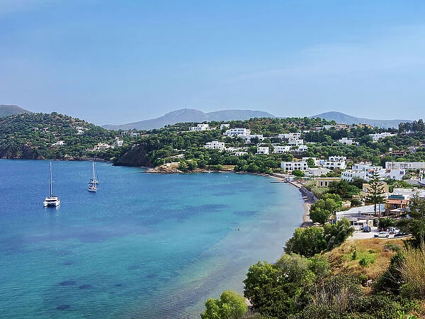 Vromolithos Beach, elevated view, Leros Island, Dodecanese, Greek Islands, Greece, Europe