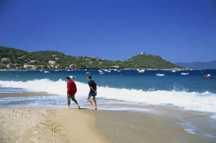 Framed Print : Two walkers on the beach, Campo Moro, Corsica, France, Mediterranean, Europe Framed Print : Two walkers on the beach, Campo Moro, Corsica, France, Mediterranean, Europe