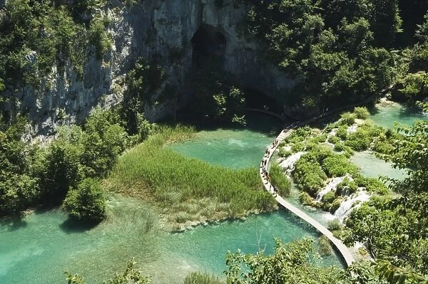 Walkway through Turquoise Lakes, Plitvice Lakes National Park, UNESCO World Heritage Site