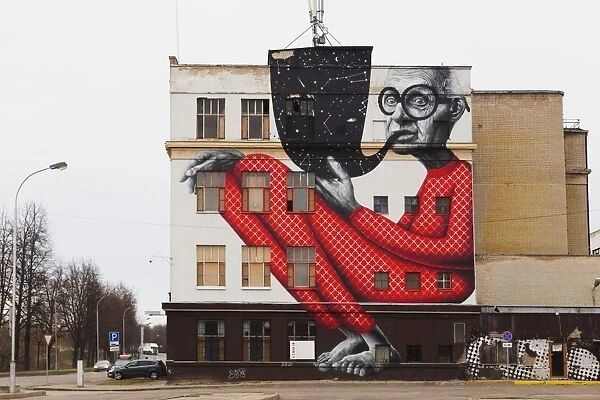Wall art, Kaunas, Lithuania, Europe