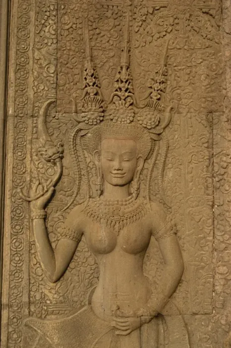 Framed Print : Detail of wall carving depicting an apsara at Angkor Wat, UNESCO World Heritage Site Framed Print : Detail of wall carving depicting an apsara at Angkor Wat, UNESCO World Heritage Site