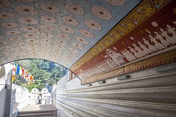Wall and ceiling murals inside the Temple of the Sacred Tooth Relic, Kandy, Sri Lanka