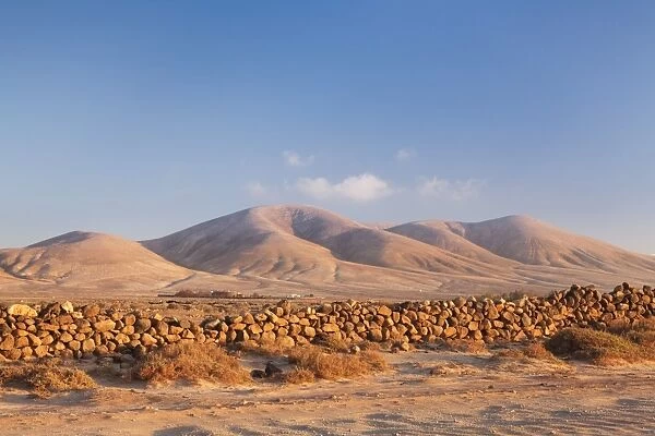 Wall in a desert landscape, El Cotillo, Fuerteventura, Canary Islands, Spain, Europe
