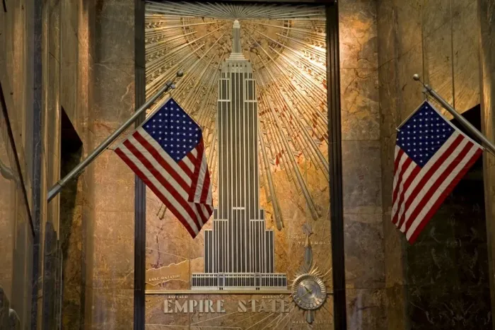 Framed Print : Wall detail of Empire State Building lobby Framed Print : Wall detail of Empire State Building lobby