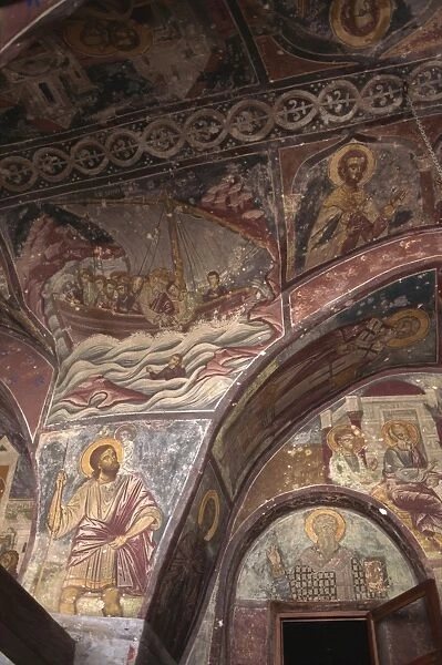 Wall frescoes, Monastery of St. John, Hora, Patmos, Dodecanese, Greek Islands