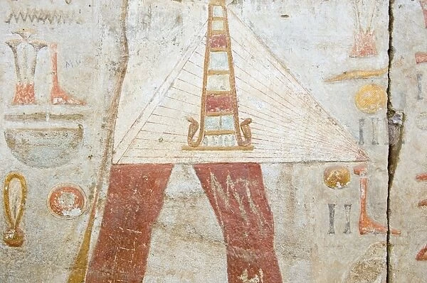 Detail of wall painting from Egyptian temple salvaged from Nubian land flooded by Lake Nasser