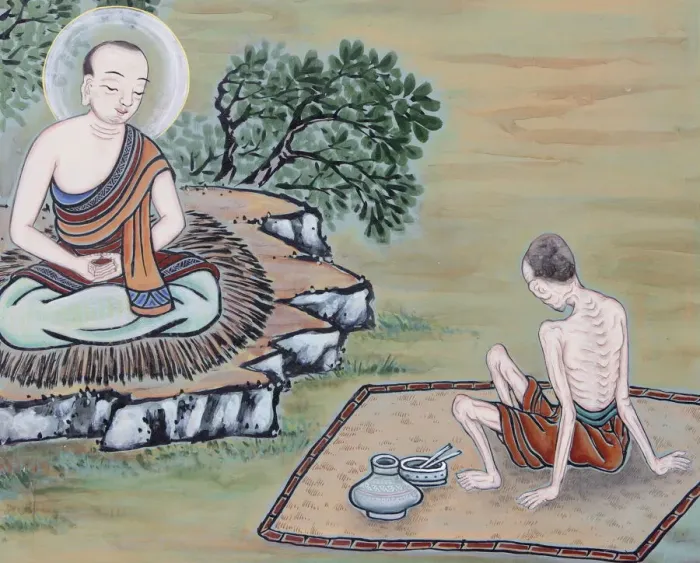 Framed Print : Detail of a wall painting of the Life of the Buddha, showing Prince Siddartha Framed Print : Detail of a wall painting of the Life of the Buddha, showing Prince Siddartha