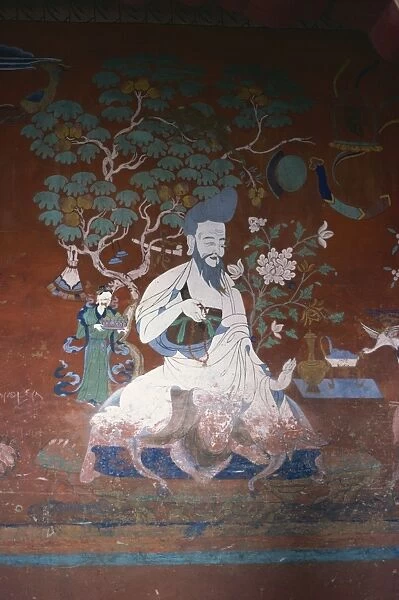 Wall painting, Rimpung Dzong, Paro, Bhutan, Asia