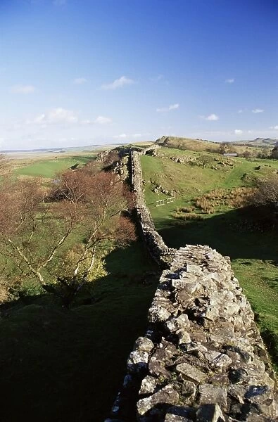 Wallcrags, Roman wall, Hadrians Wall, UNESCO World Heritage Site, Northumberland