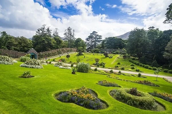 Walled Victorian garden in Kylemore Abbey, Connemara National Park, County Galway