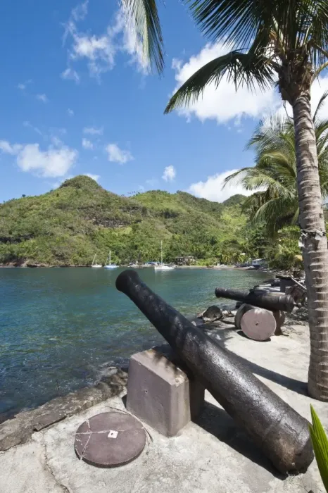 Framed Print : Wallilabou Bay, location of film Pirates of the Caribbean, St. Vincent, St Framed Print : Wallilabou Bay, location of film Pirates of the Caribbean, St. Vincent, St