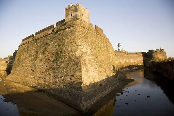 The walls and moat of the Fortress in the former Portuguese colony of Diu