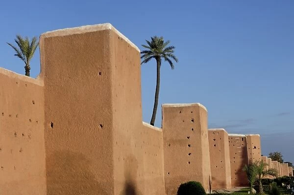 The walls of the old city, Marrakesh, Morocco, North Africa, Africa