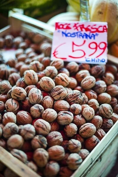 Walnuts for sale at Capo Market, a fruit, vegetable and general food market in Palermo, Sicily, Italy, Europe