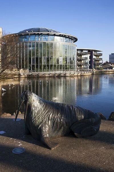 Walrus statue at The Winter Gardens, Sunderland, Tyne and Wear, England, United Kingdom, Europe