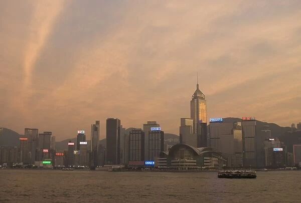 Wanchai District across Victoria Harbour, Hong Kong Island, Hong Kong, China, Asia