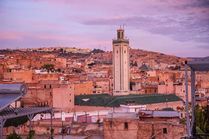 Framed Print : Warm purple Sunrise over the Medina of Fes with the Kairaouine Mosque, Fez, UNESCO, Morocco Framed Print : Warm purple Sunrise over the Medina of Fes with the Kairaouine Mosque, Fez, UNESCO, Morocco