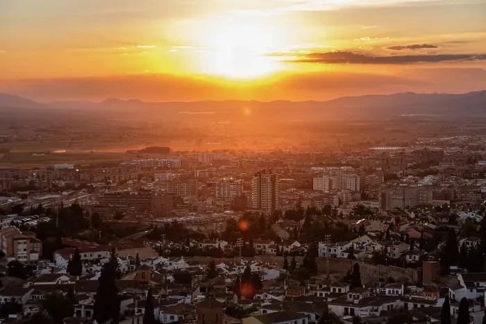 Framed Print : Warm vibrant sunset above the city of Granada, Andalusia, Spain, Europe Framed Print : Warm vibrant sunset above the city of Granada, Andalusia, Spain, Europe