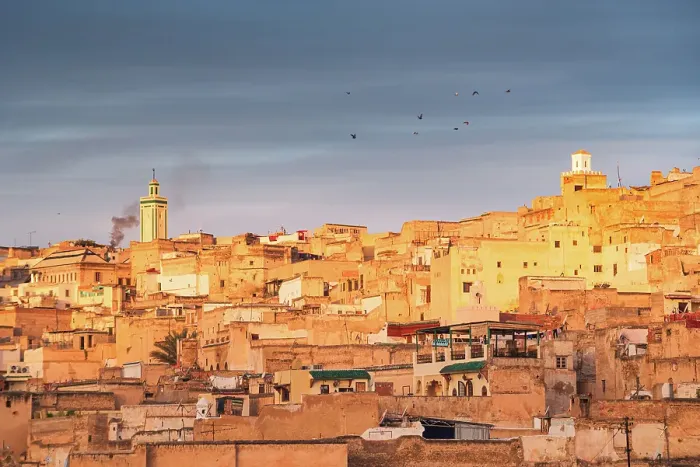 Framed Print : Warm yellow sunrise illuminating houses and mosques, over the Medina of Fes, UNESCO, Morocco Framed Print : Warm yellow sunrise illuminating houses and mosques, over the Medina of Fes, UNESCO, Morocco