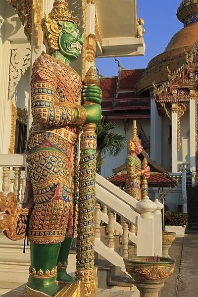 Warrior in Wat Chamongkron Royal Monastery, Pattaya City, Thailand, Southeast Asia, Asia