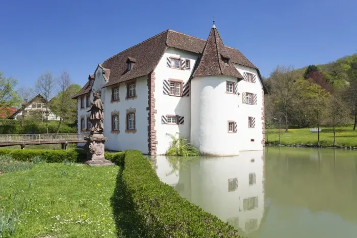 Framed Print : Wasserschloss Inzlingen water castle, Markgraefler Land, Black Forest, Baden- Wurttemberg Framed Print : Wasserschloss Inzlingen water castle, Markgraefler Land, Black Forest, Baden- Wurttemberg