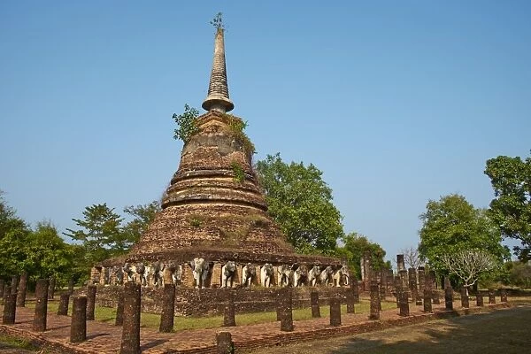 Wat Chang Lom, Sukhothai Historical Park, UNESCO World Heritage Site, Sukhothai, Thailand, Southeast Asia, Asia