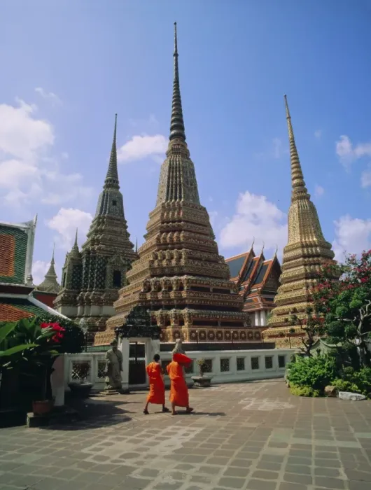 Framed Print : Wat Po and monks Framed Print : Wat Po and monks