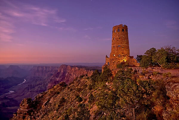 Watch Tower on Grand Canyon South Rim at twilight, Grand Canyon National Park, UNESCO