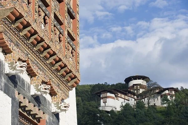Watch tower at Trongsa Dzong (Chokhor Raptentse), dating from 1648, Bhutan, Asia