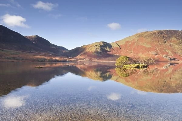 Still water on Crummock Water in the Lake District National Park, Cumbria, England, United Kingdom, Europe