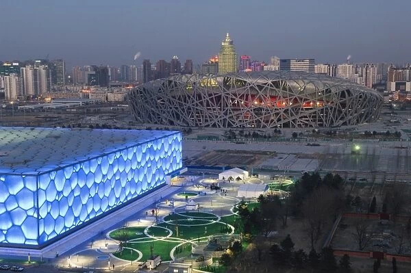The Water Cube National Aquatics Center swimming arena and National Stadium at the Olympic Park