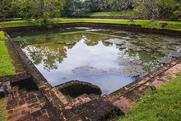 Water Gardens in the Royal Gardens at Sigiriya Rock Fortress (Lion Rock), UNESCO World Heritage Site, Sigiriya, Sri Lanka, Asia