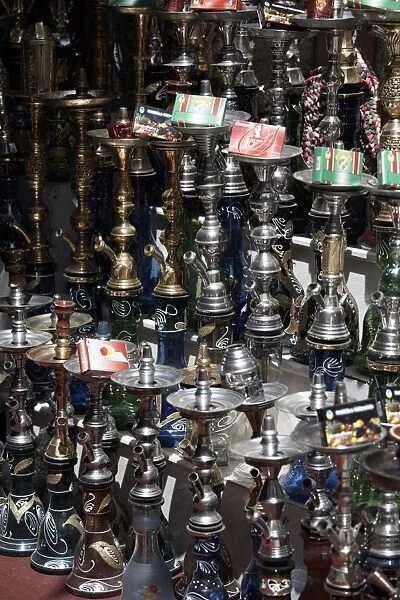 Water pipes for smoking sheesha, on sale at Aswan Souq, Aswan, Egypt, North Africa