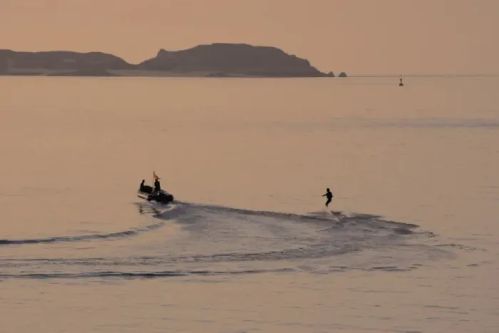 Framed Print : Water skier, Dinard Bay, Cote d Emeraude (Emerald Coast), Cotes d Armor Framed Print : Water skier, Dinard Bay, Cote d Emeraude (Emerald Coast), Cotes d Armor