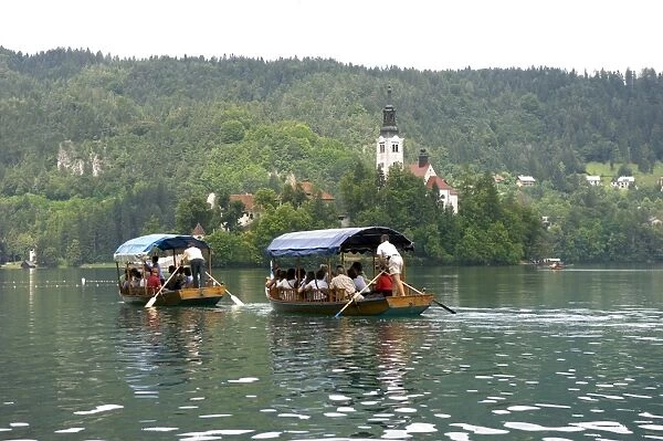 Water taxis, Lake Bled, Slovenia, Europe