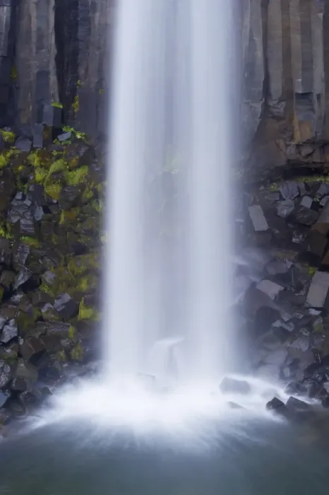 Framed Print : Water tumbling upon black basalt columns at famous Svartifoss waterfall in Skaftafell National Park Framed Print : Water tumbling upon black basalt columns at famous Svartifoss waterfall in Skaftafell National Park