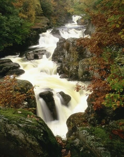 Waterfall on Afon Llugwy, Betws-Y-Coed, Wales, United Kingdom, Europe