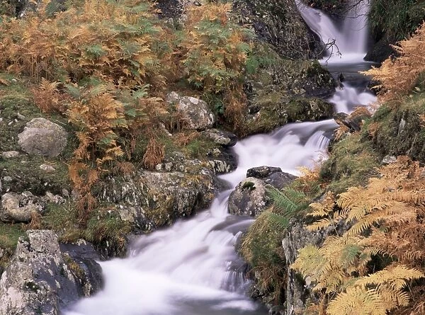Waterfall in autumn, Lake District, Cumbria, England, United Kingdom, Europe